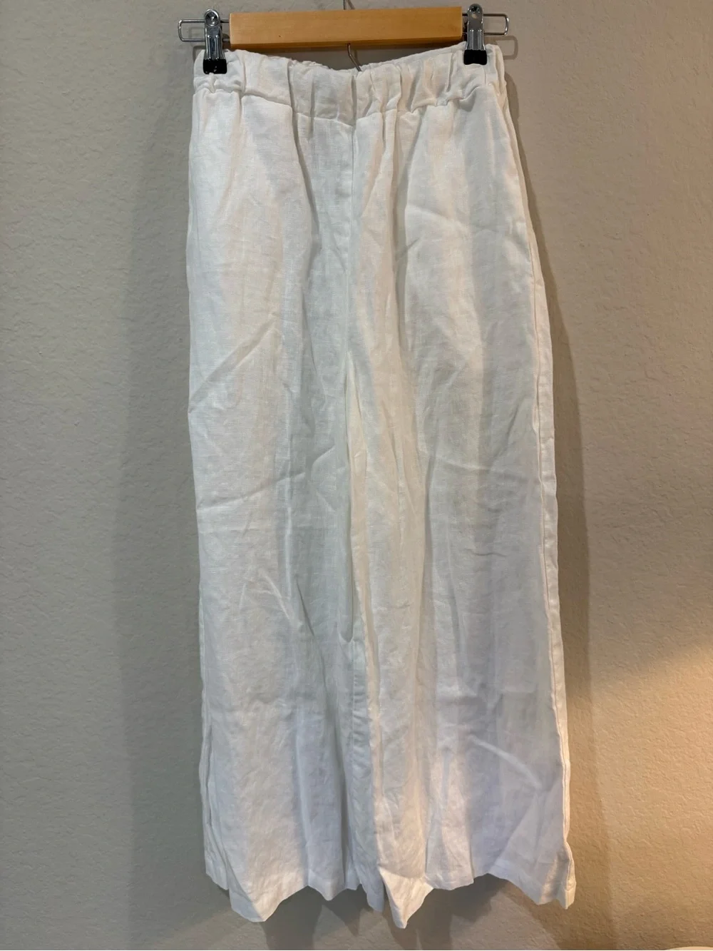 Reformation White Linen Wide-Leg Pants XS